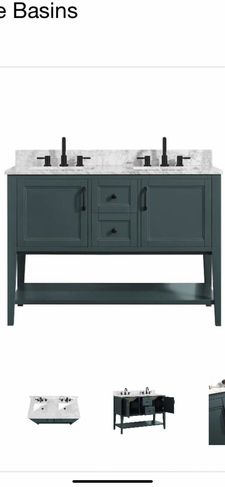 Home Decorators Collection Sherway 49 in. W x 22 in. D Bath Vanity in Antigua Green with Marble Vanity Top in Carrara White with White Basins