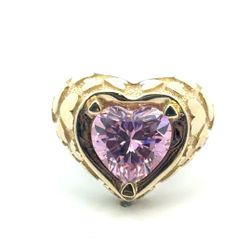 Woman’s Ladies 14k Yellow Gold Pink CZ Cubic Zirconia Heart Nugget Ring Size 8 GP3132543