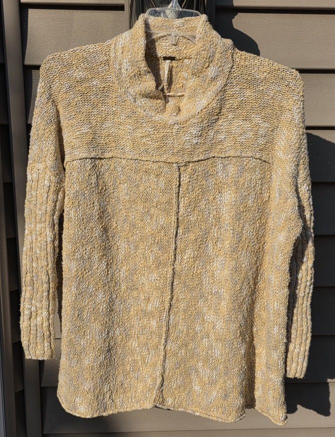 Free People Mock Neck Swing Sweater Boucle Slouchy Oversized S