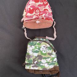 A Bathing Ape Bape Green Flower Camo Pouch Mini Bag Japan & Pink Bag (2 Set) (Rare Collectors Items) 2 For 1