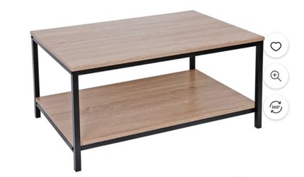 Wood Coffee Table Side End Table with W/2 Tier Storage Shelf