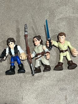 Imaginext lot of 3 Star Wars Galatic heroes Rey & Obi Wan & Hans Solo figure