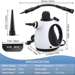 Handheld Steam Cleaner, Steam Cleaner for Home with 10 Accessory Kit, Multipurpose Portable Upholstery Steamer Cleaning 
