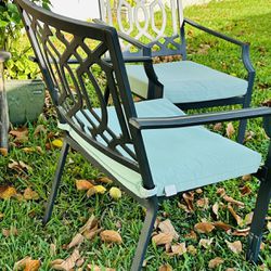 Two (2) for $75 with Cushions High Style Outdoor Metal Patio Chairs with their Cushions ☀️