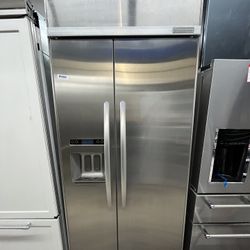 Kitchen Aid Side By Side Built In 36” Refrigerator Counter Depth