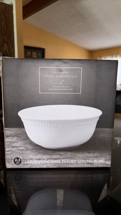2.3QT LARGE STONEWARE BEADED SERVING BOWL