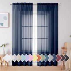 Sheer Curtains (42"W x 84"L) 2 Blue Panels
