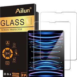 Ailun 2 Pack Screen Protector for iPad Pro 12.9 Inch [2022, 2021, 2020 & 2018 Versions] Tempered Glass [Face ID & Apple Pencil Compatible] Ultra Sensi