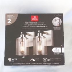 Globe Rechargeable Glass Wall Sconce 2- Pack