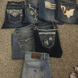 7 Pair Of Jeans 2 Sinful Shirts And Girls W Guns Jacket 