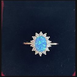 Solid Sterling Silver 925 Opal Ring Size 7& 8
