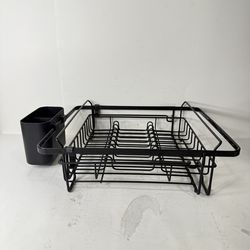 black stainless steel kitchen dish drying rack