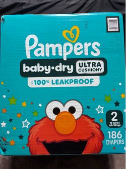 Pampers Baby Dry Ultra Cushiony Diapers Size 2 (186 ct)