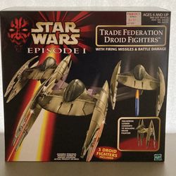 Trade Federation 3 Droid Fighters NEAR MINT Star Wars + Firing Missiles NIB Original