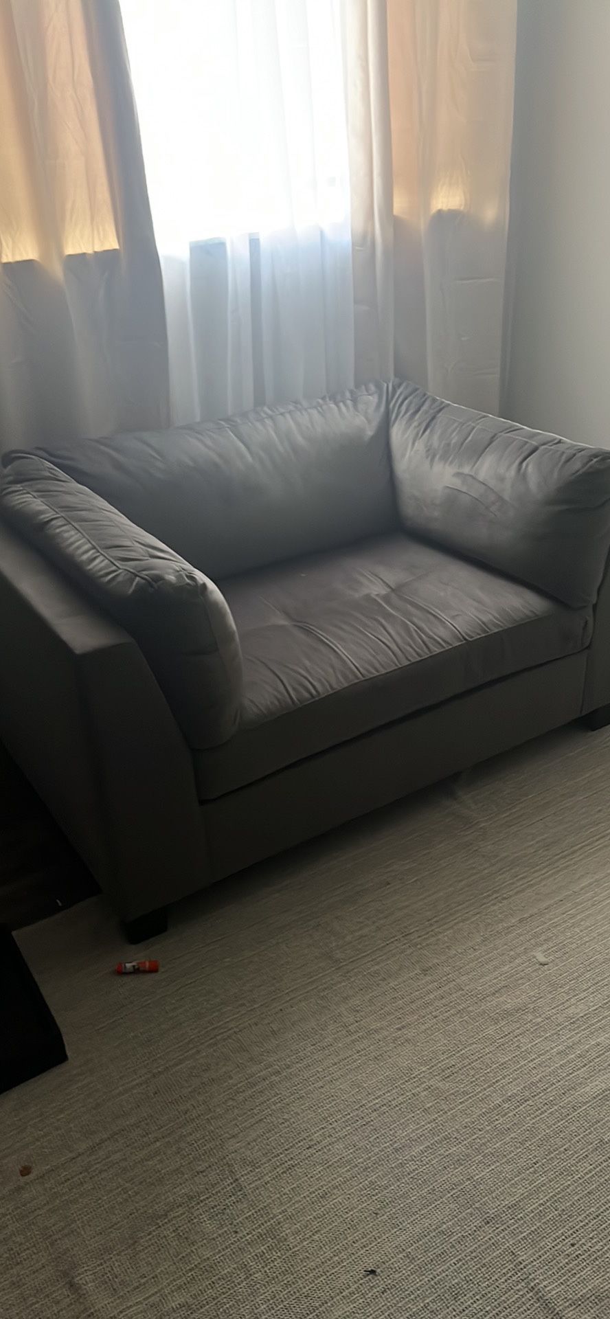  Velvet Dark Grey Couch And Wide Chair 