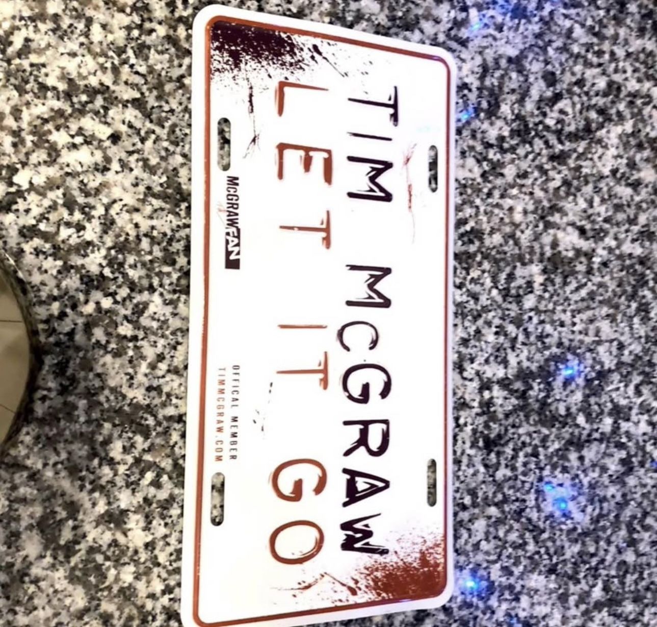 Tim McGraw Let It Go Souvenir License Plate