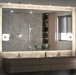 Keonjinn 60 x 36 Lighted Bathroom Mirror LED Backlit Vanity Mirror, 3 Colors Warm/Natural/White Lights High Lumens Large Wall Mounted Anti-Fog & Dimme
