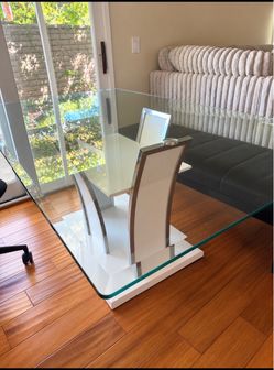 Modern Glass Dining Table with Chrome Base