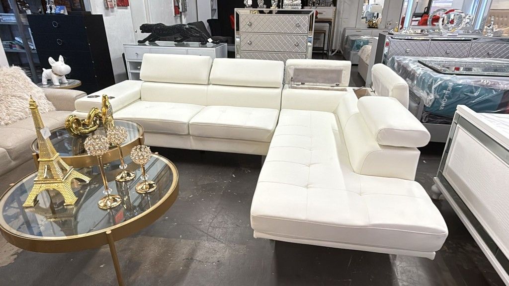 Sectional Sofa Couch, White