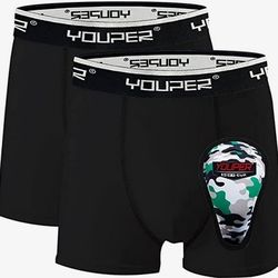 Youper Youth Brief w/Soft Athletic Cup, Boys Underwear w/Baseball Cup (2-Pack)