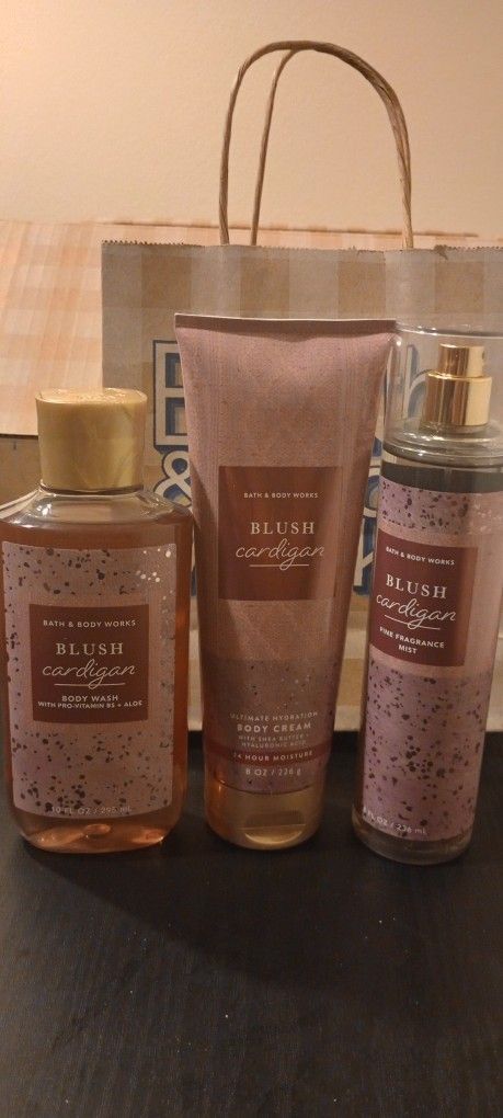 Blush Cardigan Bath And Body Works Trio