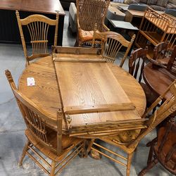 Round Wood Dining Table And Chairs Set (in Store)