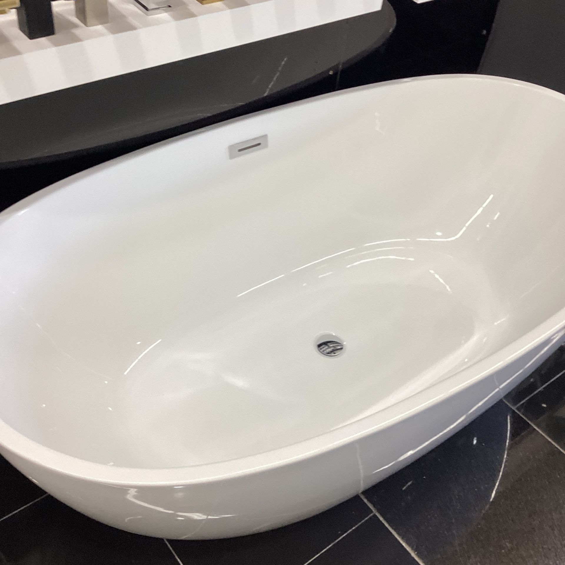 66” Freestanding Bathtub New Solid Acrylic One Piece White Color With