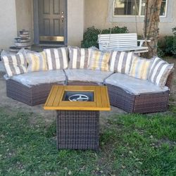 Fire pit propane patio furniture set outdoor patio furniture brand new patio couch set 🆕