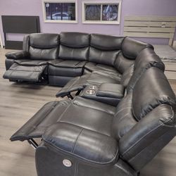 New Sectional Sofa With Three Power Recliners On Sale Now Don't Miss