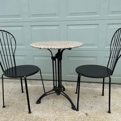 Marble Bistro Table & 2 Chairs