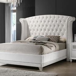 White Velvet Queen Size Bed 