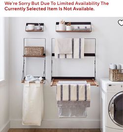 Pottery barn laundry hamper w/shelf and drying rack