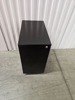 BLACK OFFICE METAL STORAGE FILE CABINET ON WHEELS