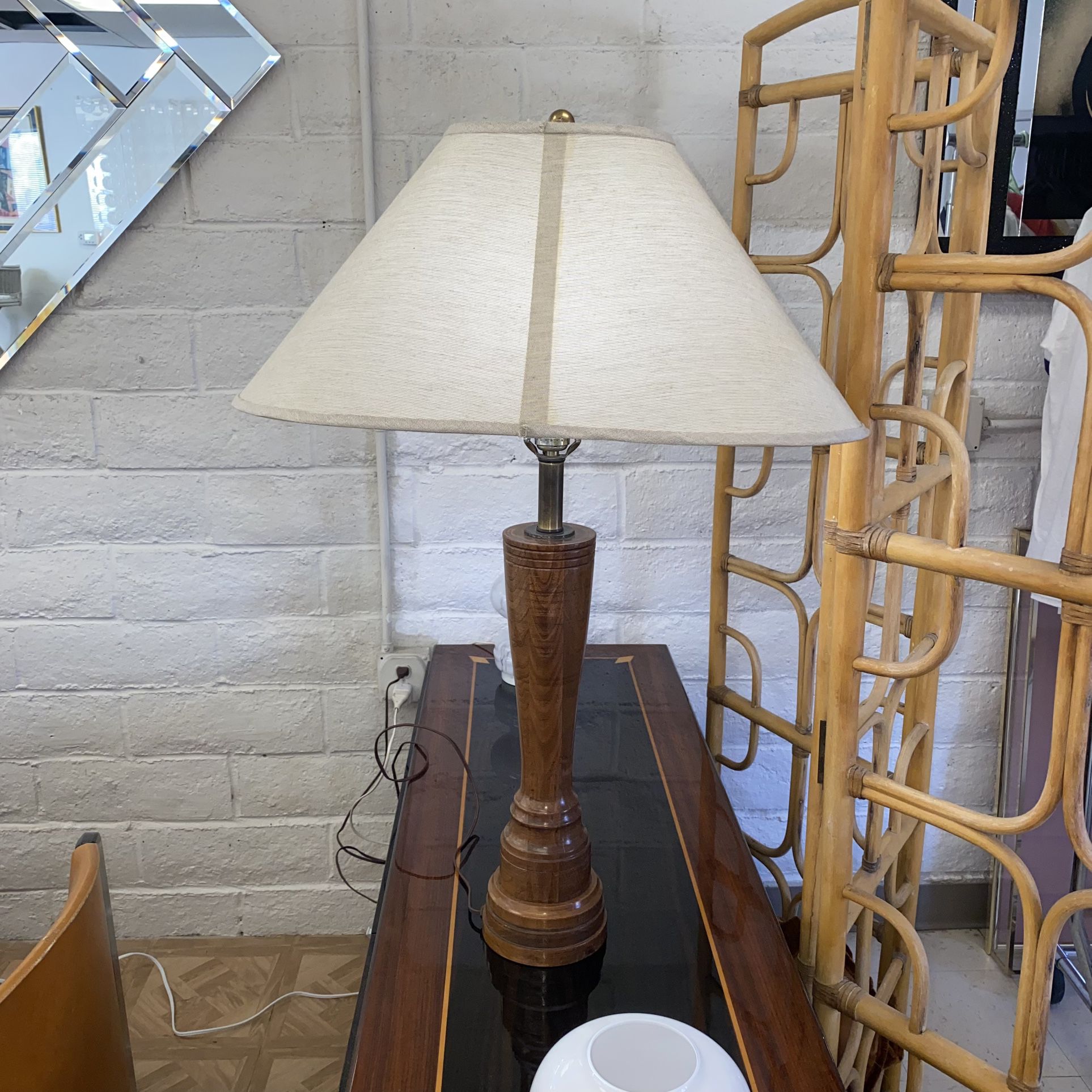 Vintage Wescal Wood Table Lamp with Sculpted Base 34” 
