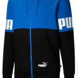 PUMA 2021 EDITION COLORBLOCK FZ MEN'S HOODIE SWEATER SIZE LARGE FUTURE BLUE/ BLACK PUMA WHITE LOGO ON SLEEVES BRAND NEW WITH TAGS CHECK OUT MY OFFERS 