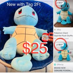 $25 Brand New Large 2 feet/24” Pokémon Squirtle Plush