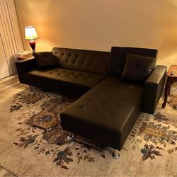 New Black Or White Leather Sofa / Sleeper.  99x62x33H; 72x70x23H.  Seat Height 16”.  Free Delivery!