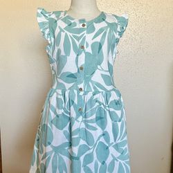 Girls CARTERS Turquoise Green/Blue Flower Dress Size 5T 