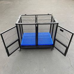 (New in box) $160 Stackable Folding Dog Cage Crate Kennel Heavy-Duty 37x25x33 inches