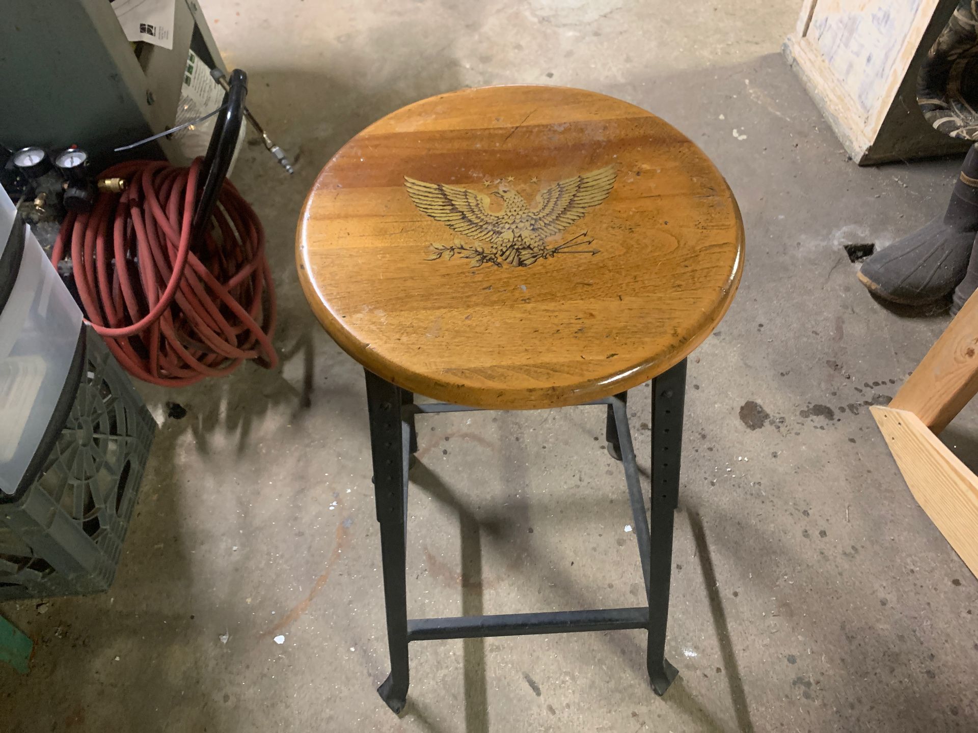 Vintage Hallowell industrial drafting bar stool