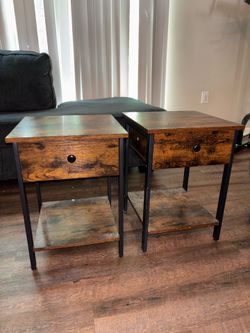 Two bedside end tables