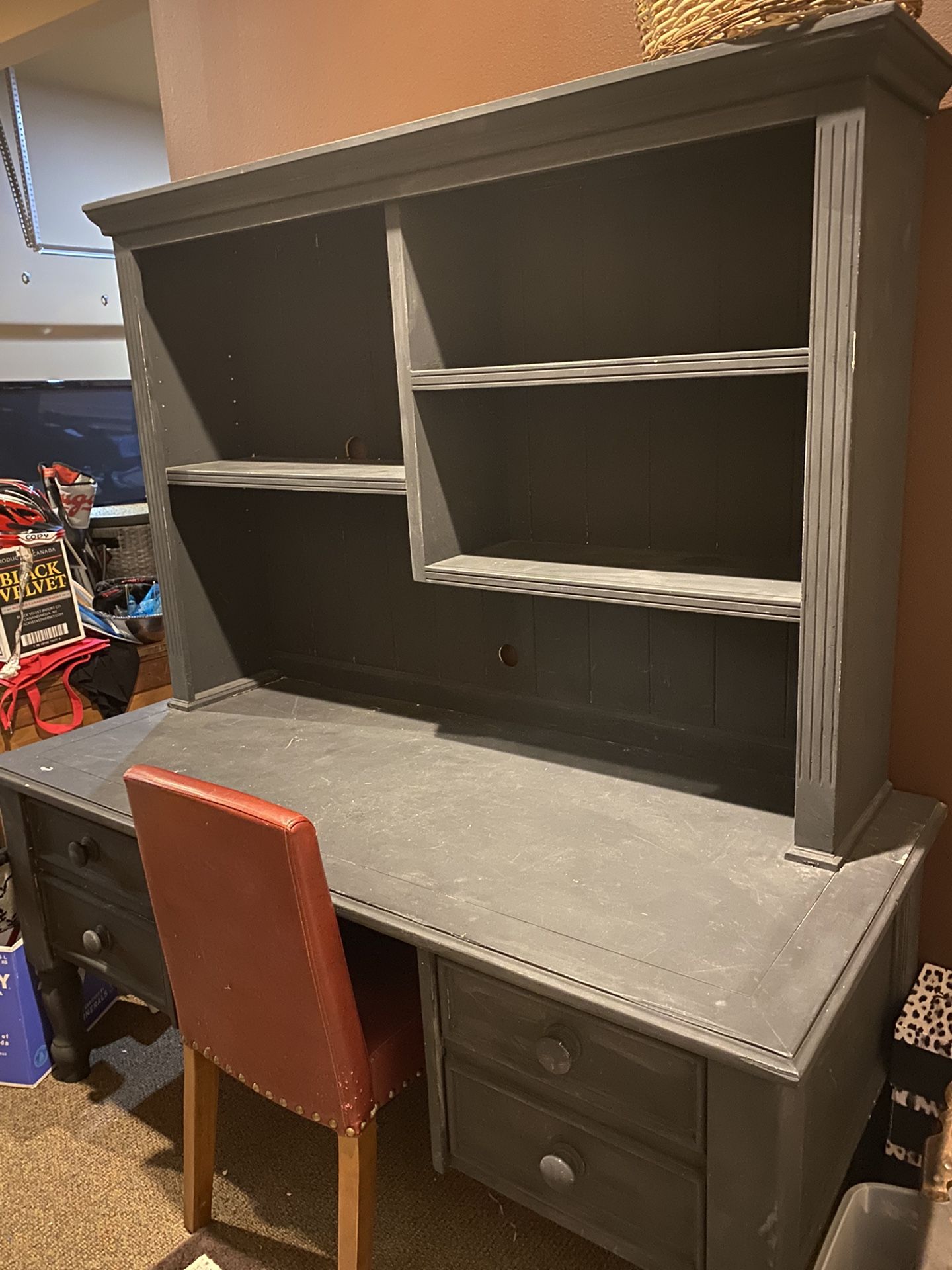 Sturdy Black Desk Buffet Hutch