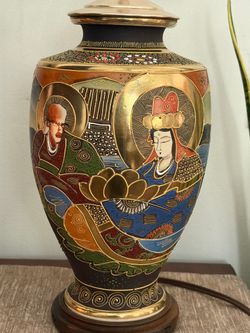 Vintage Satsuma Vase Table Lamp