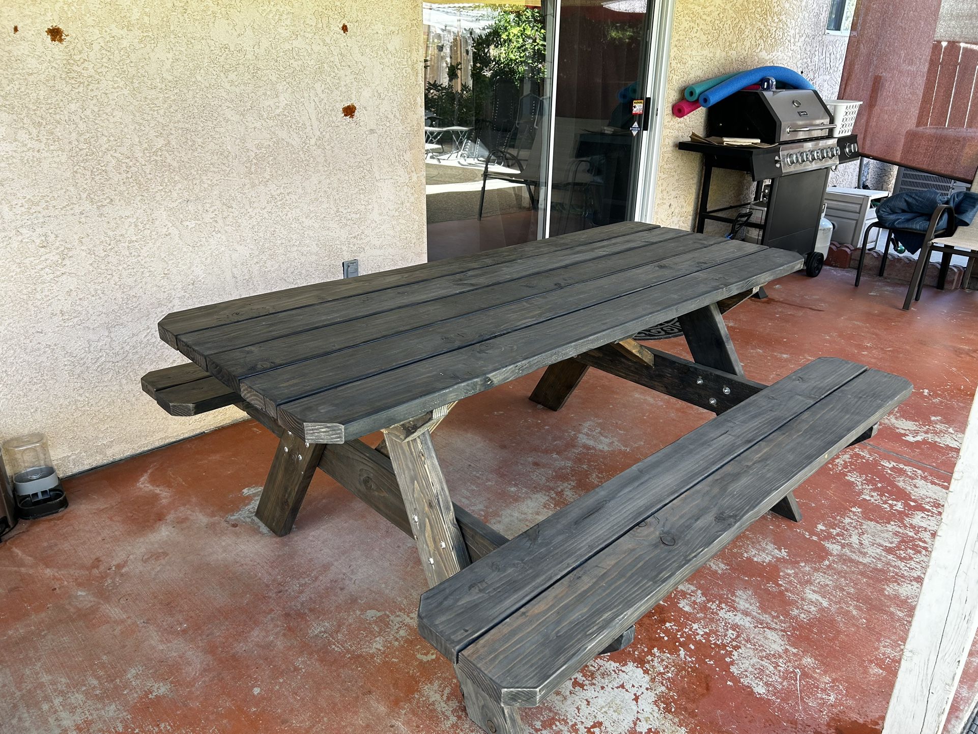 Black Outdoor Wood Picnic Table