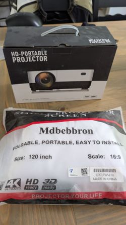 Portable HD projector and outdoor screen - BNIB