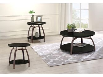 Dacre Dark Charcoal 3-piece Round Coffee and End Table Set