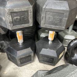 New pair of 80lb rubber dumbbells