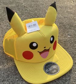 Bioworld Pokemon Pikachu Ears Hat Mesh Back Adjustable Snapback Adult OSFM New