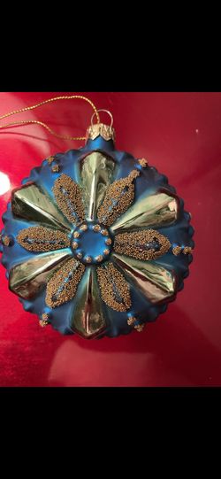 Chritmas Ornament ( Green, Blue & Gold Color