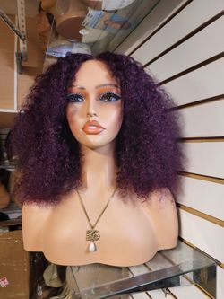 200 density Kinky Curly Burgundy hd lace